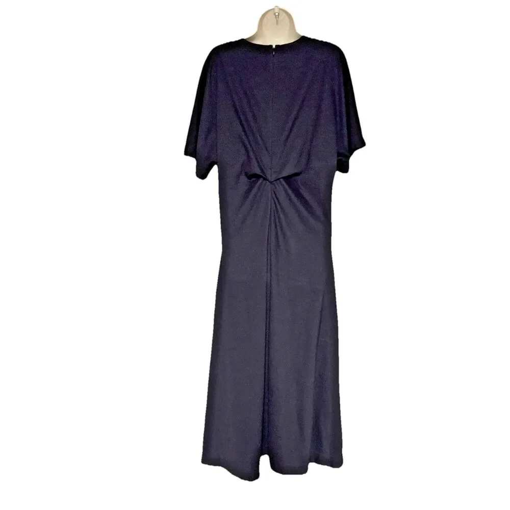 Tuckernuck Annalee Midi Dress XL Onyx Black Cinched Waist Cotton Blend Preppy